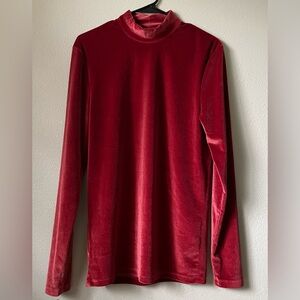 ASOS Red Velvet Long Sleeve Shirt